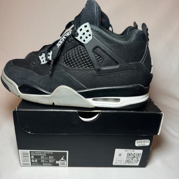 Size 8 - Air Jordan 4 Retro SE Black Canvas Men's Shoes Ships Now - Picture 8 of 11